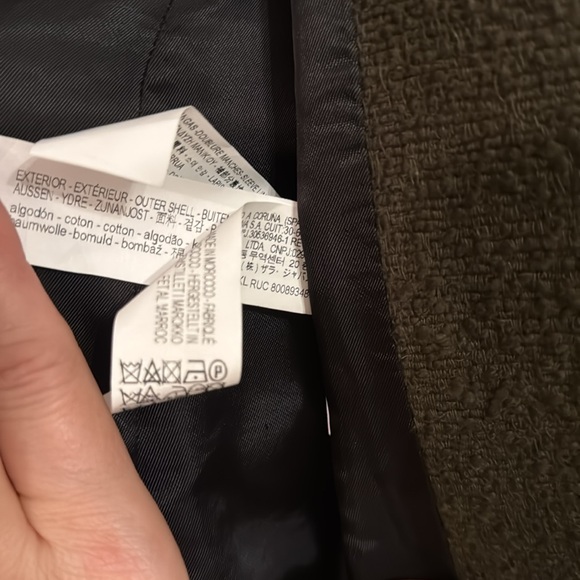 ZARA army green NEW tweed cropped blazer w/ shoulder pads & gold buttons-Sz.XXL - Picture 10 of 14